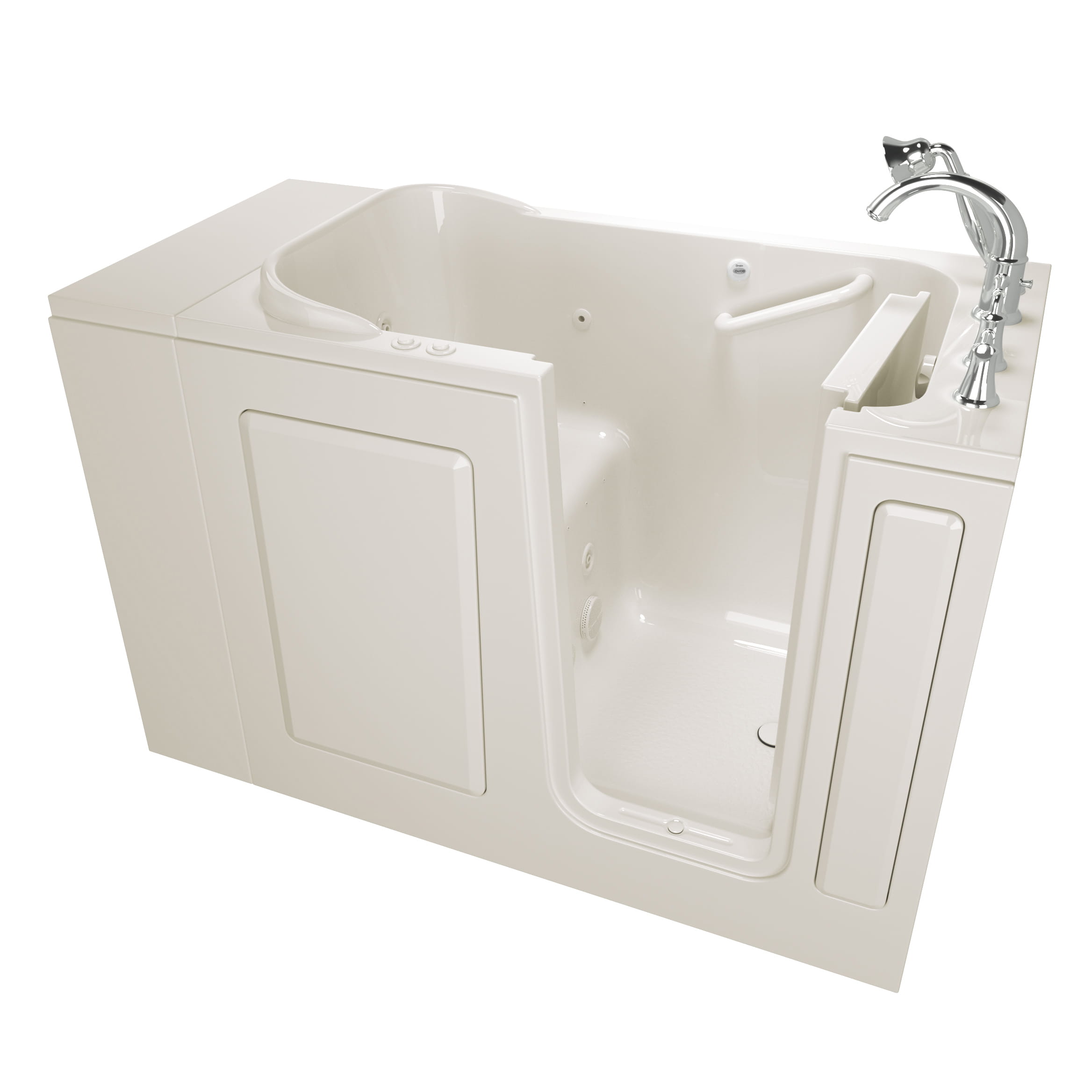 Gelcoat Value Series 28 x 48-Inch Walk-in Tub With Combination Air Spa and Whirlpool Systems - Right-Hand Drain With Faucet